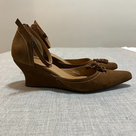 ZARA Brown suede Pointed Toe Wedge Shoes | 36 - Picture 8 of 11